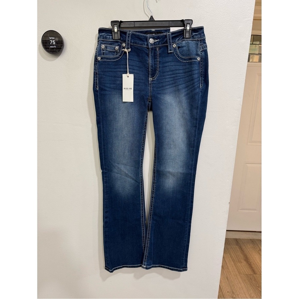NWT Miss Me Bootcut Jeans Sz 27 Dark Wash New Dreamcatcher Embellished Mid-Rise